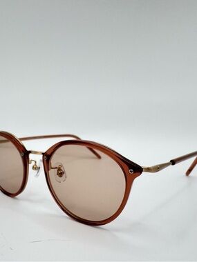Kaneko Optical Lazy Red Round Glasses Pink Lens Gold Bridge Japan